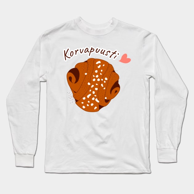 Finnish Cinnamon Rolls – Korvapuustit Long Sleeve T-Shirt by LulululuPainting